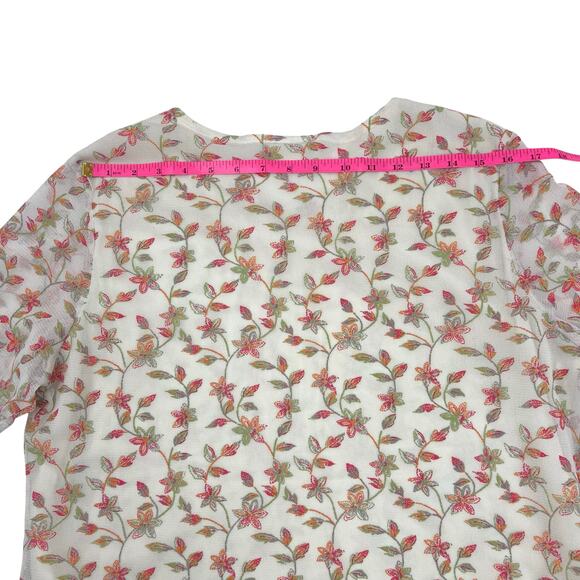 Kathie Lee Collection Womens Vintage Mesh Floral Embroidered Cottage Top Sz XL - Picture 9 of 9